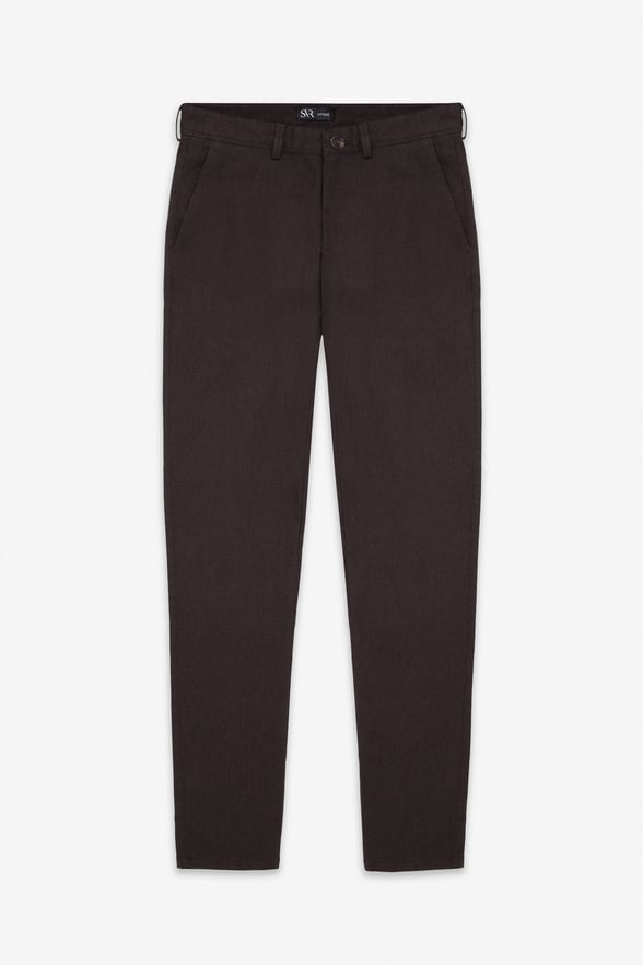 Koyu Kahve Slim Armürlü Kanvas Casual Pantolon