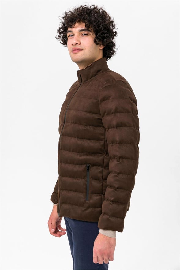 Koyu Kahve Slim Kapitone Mont