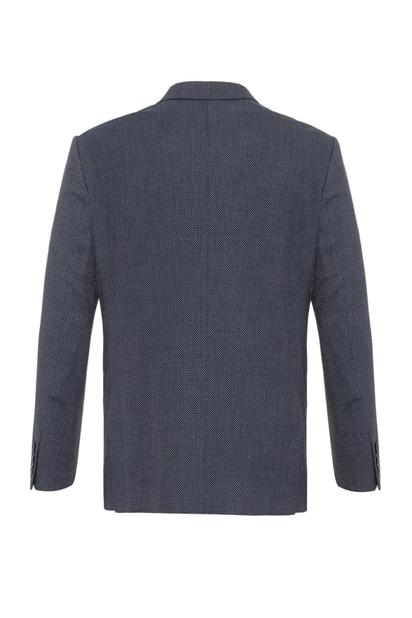 Lacivert Regular Armürlü Mono Yaka 4 Drop Ceket