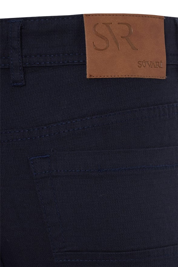 Lacivert Regular Armürlü Pantolon