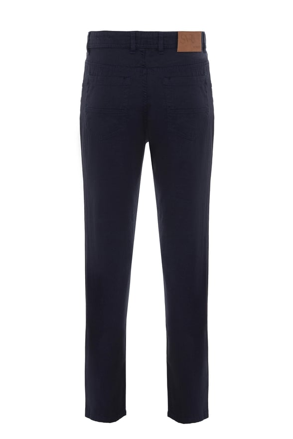 Lacivert Regular Armürlü Pantolon