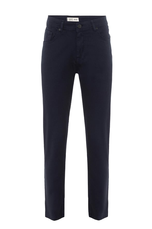 Lacivert Regular Armürlü Pantolon