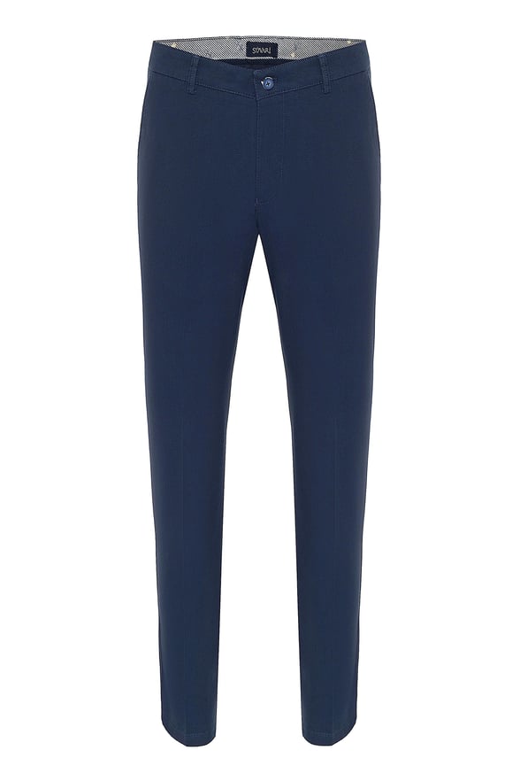 Lacivert Regular Armürlü   Pantolon