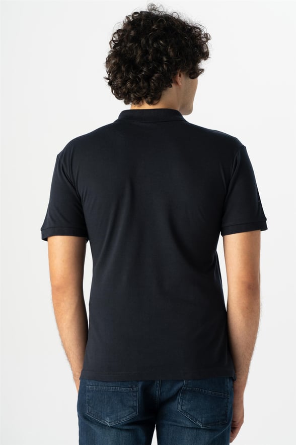 Lacivert Regular Armürlü Polo Yaka  Tişört