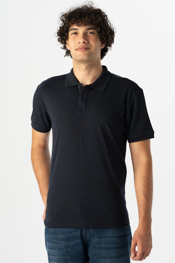 Lacivert Regular Armürlü Polo Yaka  Tişört