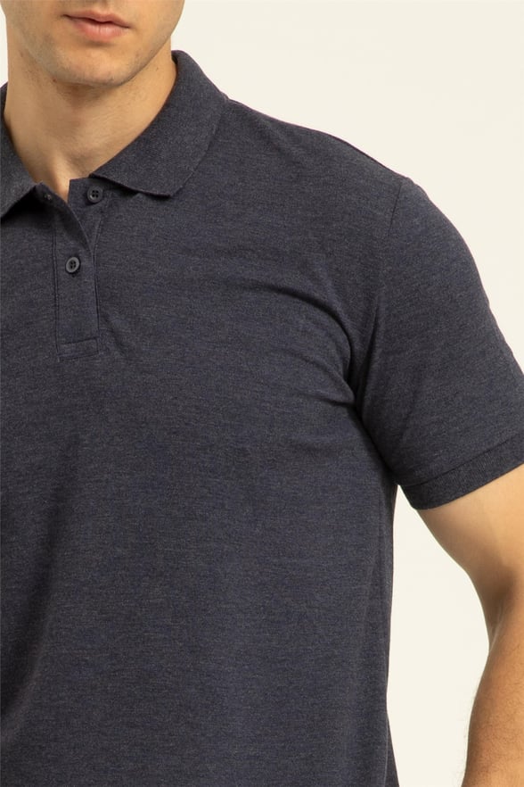 Lacivert Regular Armürlü Polo Yaka  Tişört