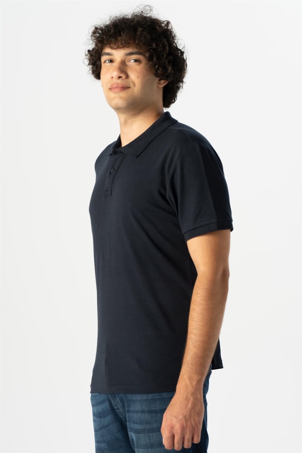 Lacivert Regular Armürlü Polo Yaka  Tişört