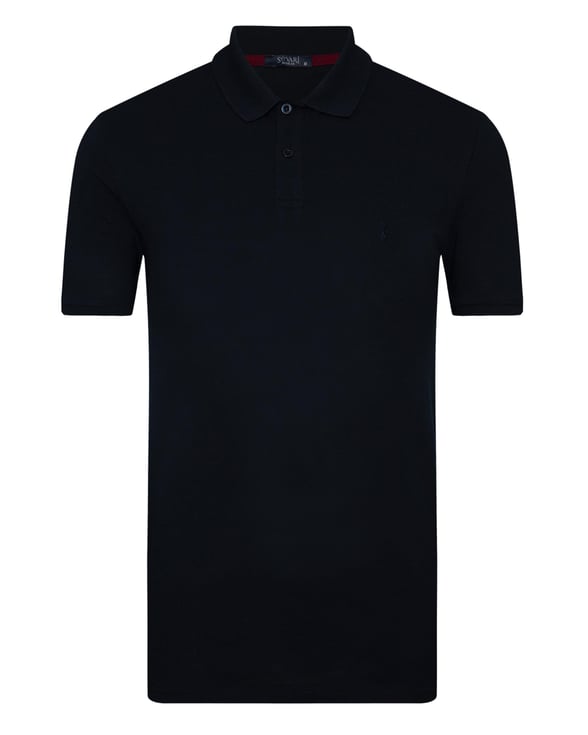 Lacivert Regular Armürlü Polo Yaka  Tişört