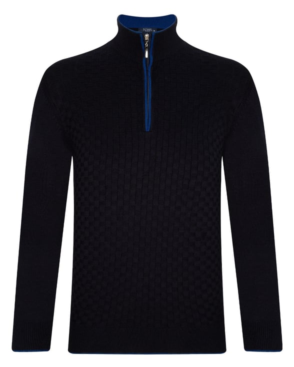 Lacivert Regular Armürlü Polo Yaka  Triko