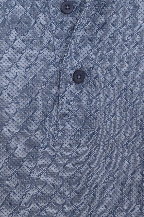 Lacivert Regular Desenli Polo Yaka Tişört