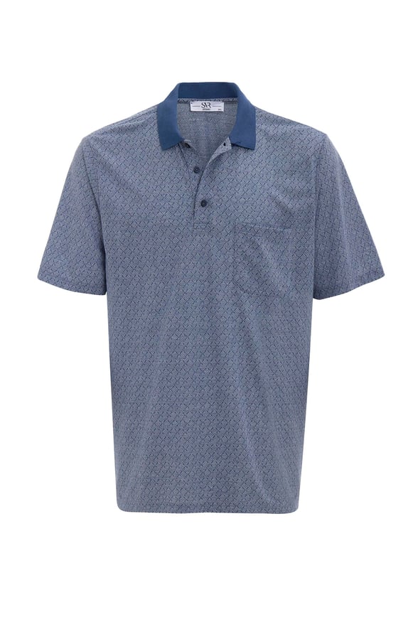 Lacivert Regular Desenli Polo Yaka Tişört