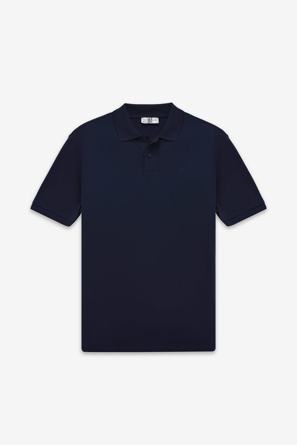 Lacivert Regular Düz Fermuarlı Polo Yaka Tişört