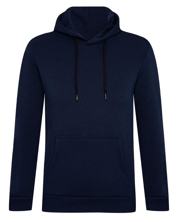 Lacivert Regular Düz Kapişonlu Yaka  Sweatshirt