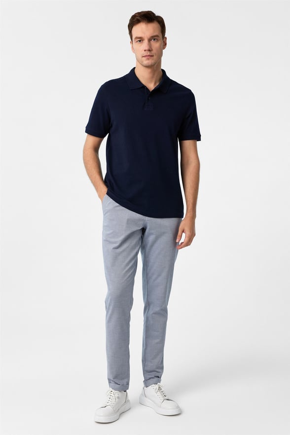 Lacivert Regular Düz Polo Yaka Tişört