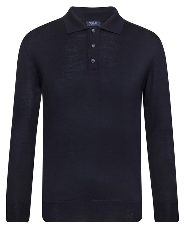 Lacivert Regular Düz Polo Yaka  Triko