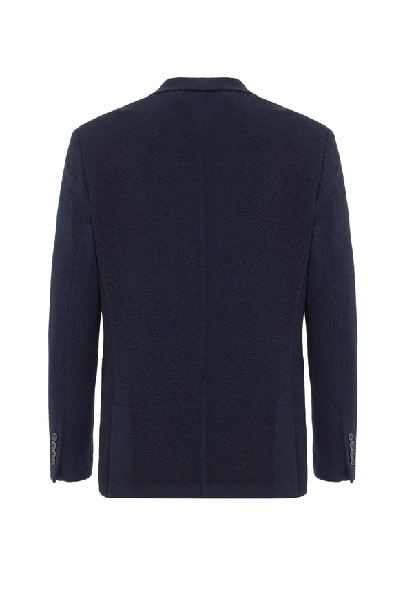 Lacivert Regular Fit Desenli Mono Yaka 4 Drop Ceket