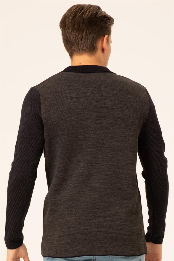 Lacivert Slim Armürlü   Hırka
