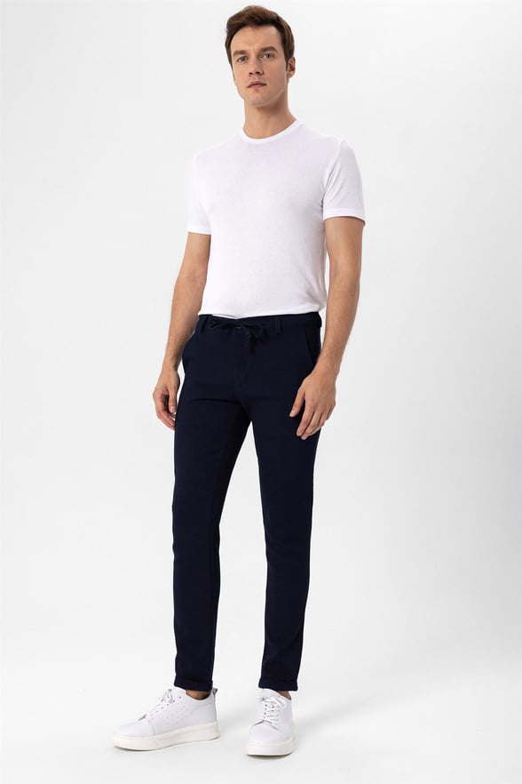 Lacivert Slim Armürlü   Jogger Pantolon