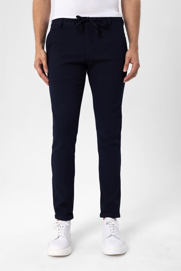 Lacivert Slim Armürlü   Jogger Pantolon