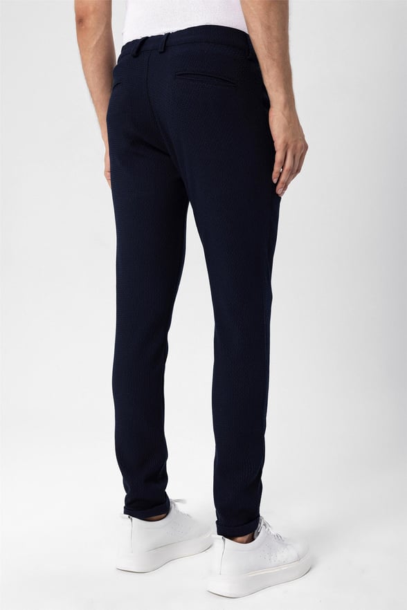 Lacivert Slim Armürlü   Jogger Pantolon
