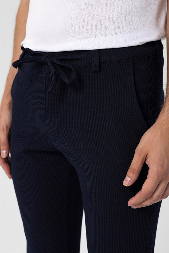 Lacivert Slim Armürlü   Jogger Pantolon