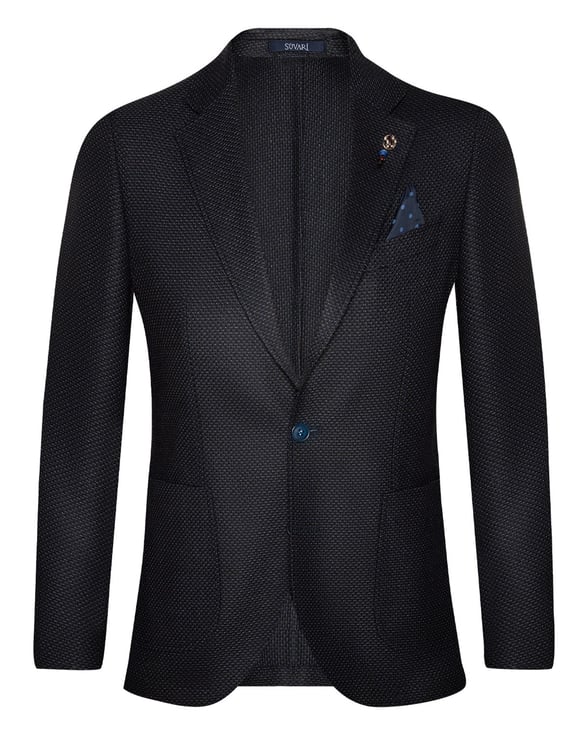Lacivert Slim Armürlü Mono Yaka 6 Drop                                                       Ceket