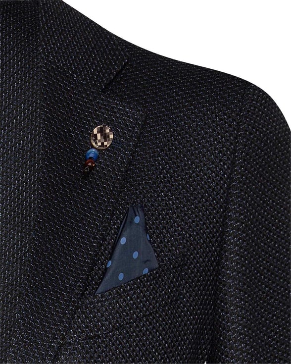 Lacivert Slim Armürlü Mono Yaka 6 Drop                                                       Ceket