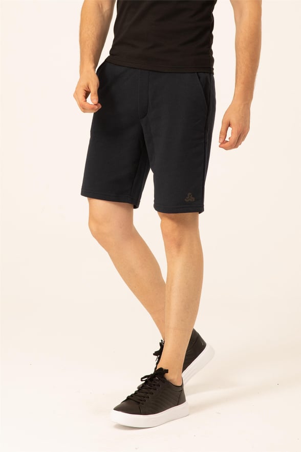 Lacivert Slim Armürlü   Örme Şort