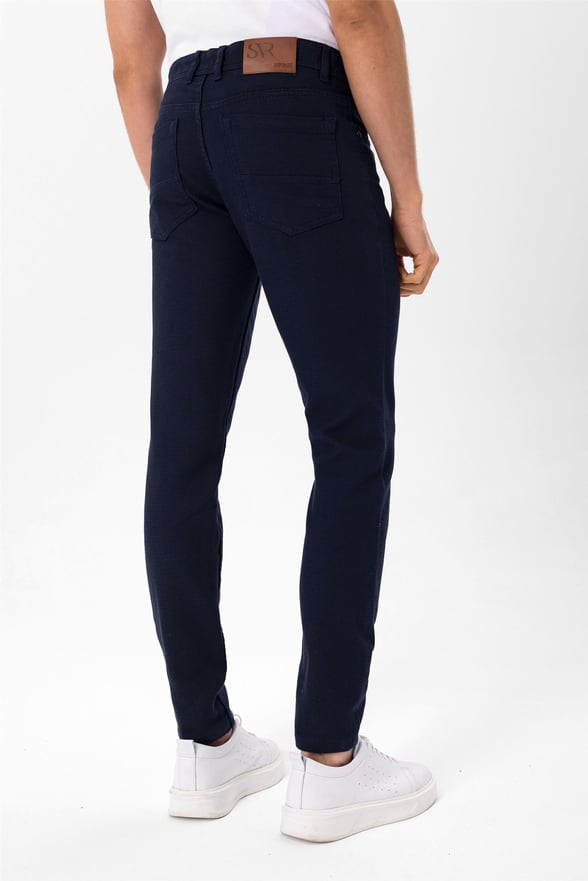 Lacivert Slim Armürlü   Pantolon