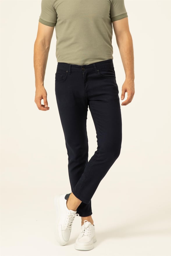 Lacivert Slim Armürlü   Pantolon