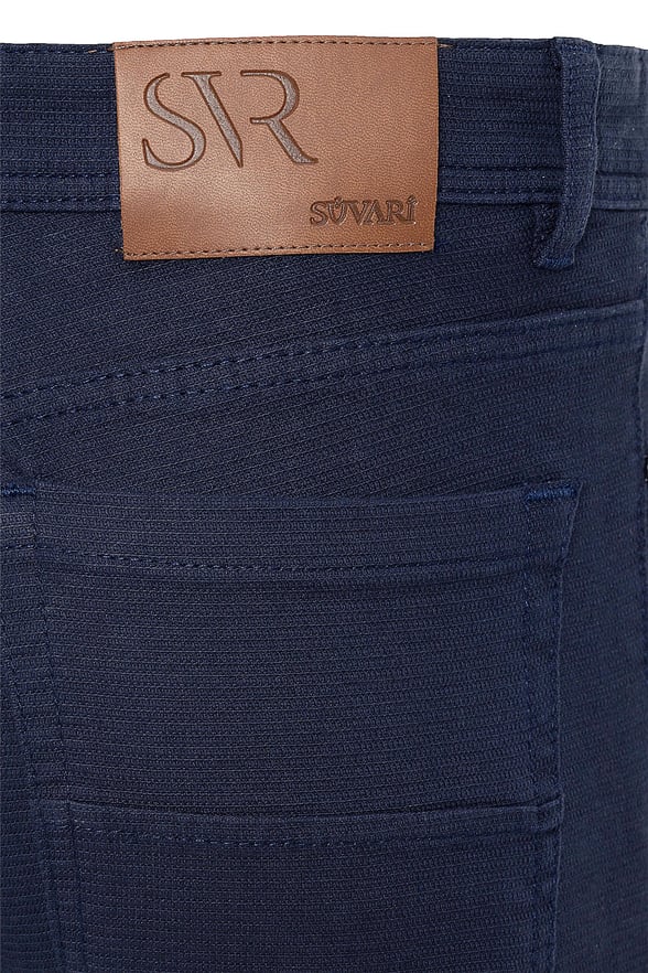 Lacivert Slim Armürlü   Pantolon