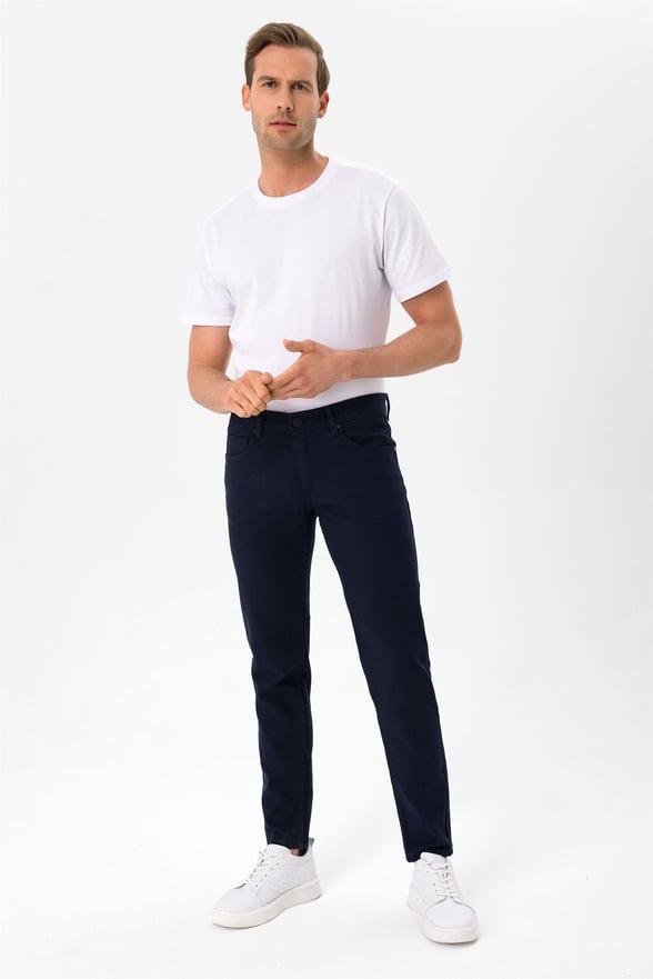Lacivert Slim Armürlü   Pantolon