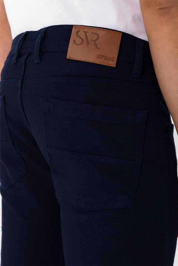 Lacivert Slim Armürlü   Pantolon