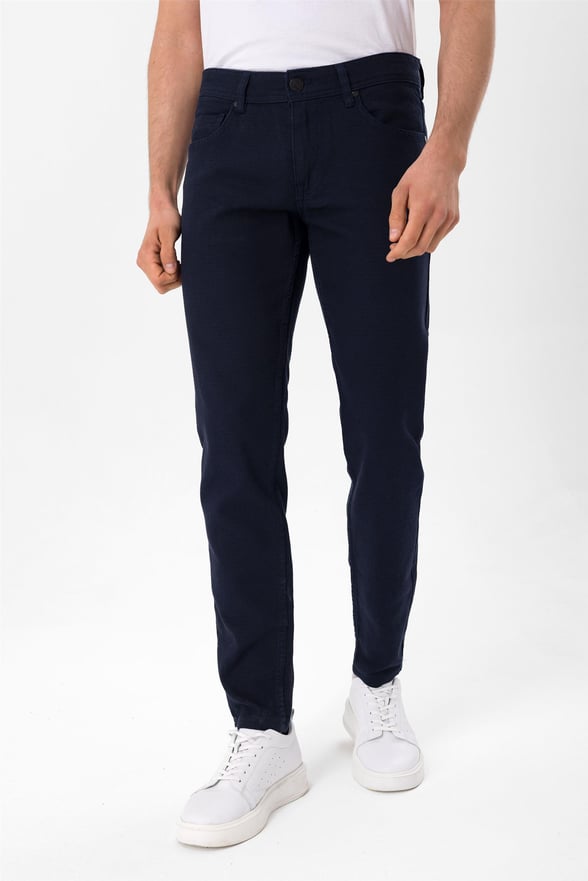 Lacivert Slim Armürlü   Pantolon