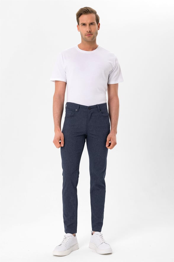 Lacivert Slim Armürlü   Pantolon