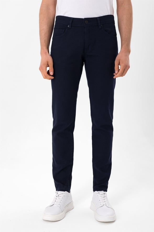 Lacivert Slim Armürlü   Pantolon