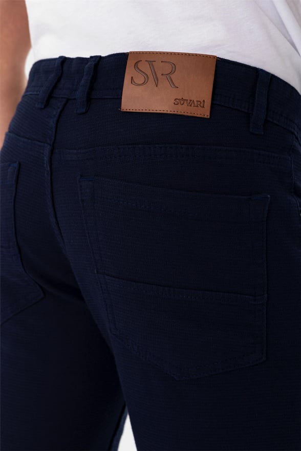 Lacivert Slim Armürlü   Pantolon