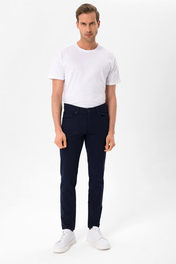 Lacivert Slim Armürlü   Pantolon