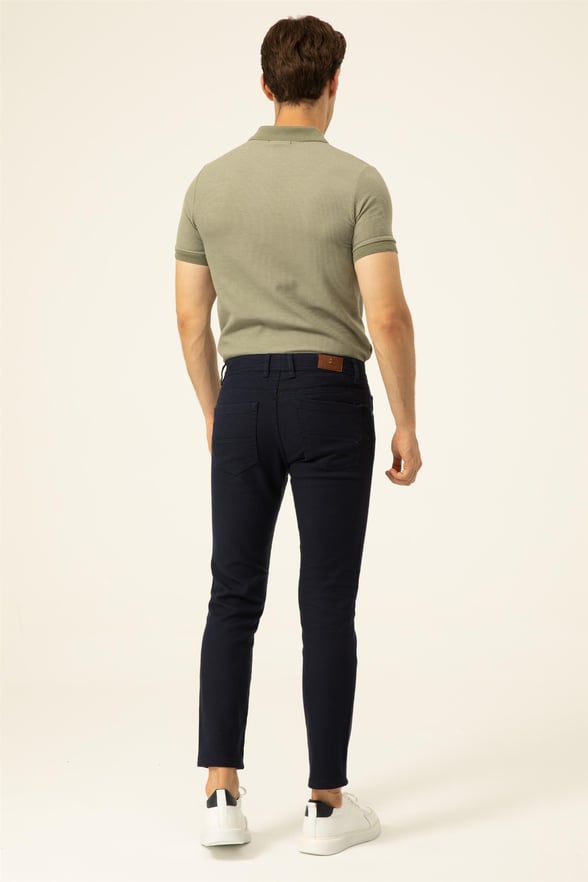 Lacivert Slim Armürlü   Pantolon
