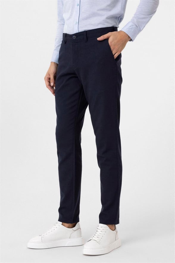 Lacivert Slim Armürlü Pantolon