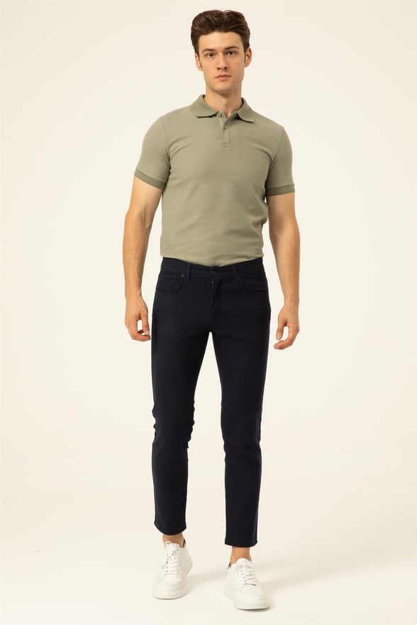 Lacivert Slim Armürlü   Pantolon