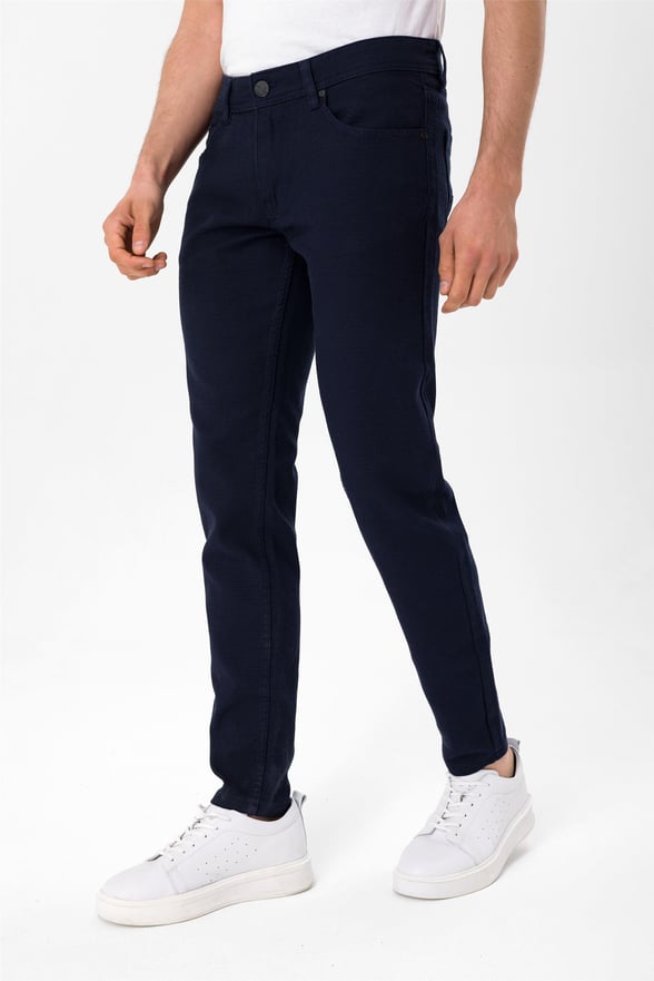 Lacivert Slim Armürlü   Pantolon