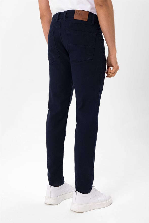 Lacivert Slim Armürlü   Pantolon