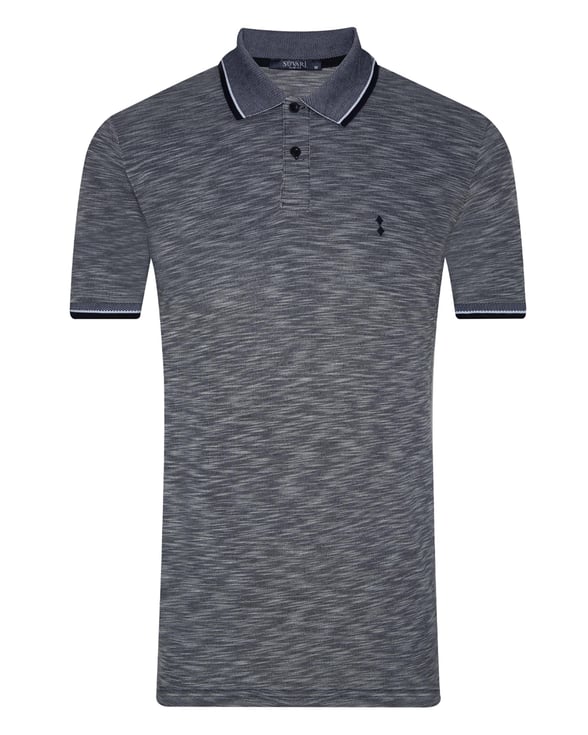 Lacivert Slim Armürlü Polo Yaka  Tişört