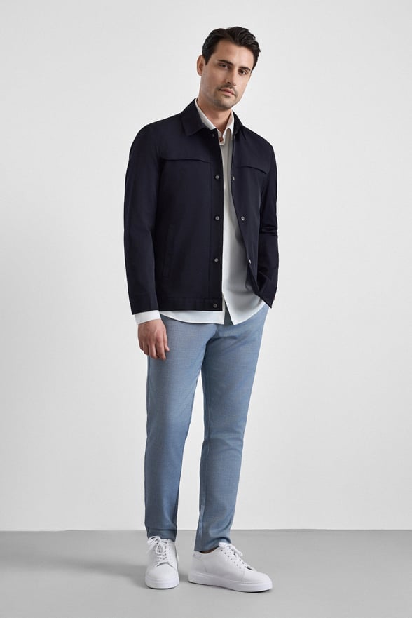 Lacivert Slim Bebe Yaka Düz Yan Cepli Çıtçıtlı Dolgusuz Standart Mont