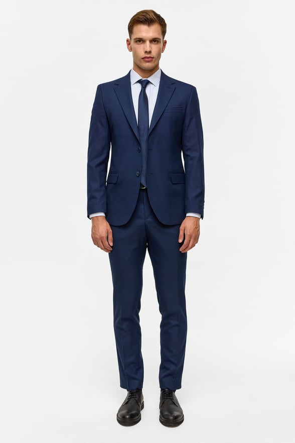 Lacivert Slim Desenli 6 Drop Takım Elbise
