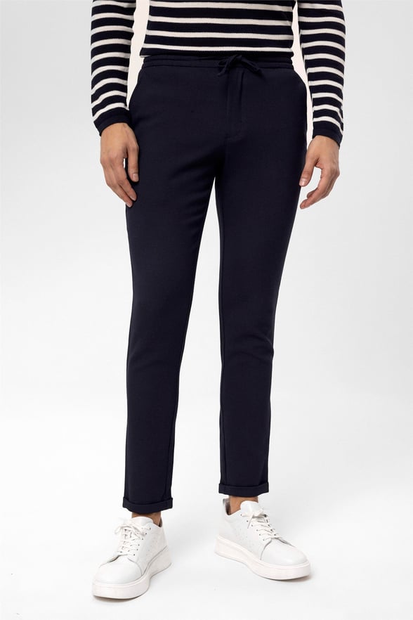 Lacivert Slim Desenli   Jogger Pantolon