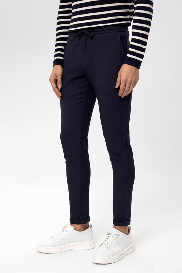 Lacivert Slim Desenli   Jogger Pantolon