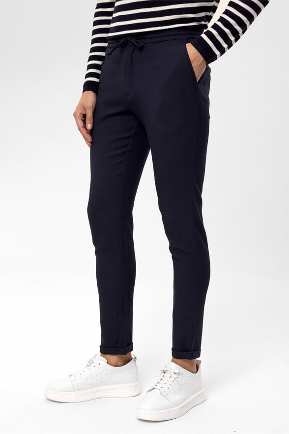 Lacivert Slim Desenli   Jogger Pantolon