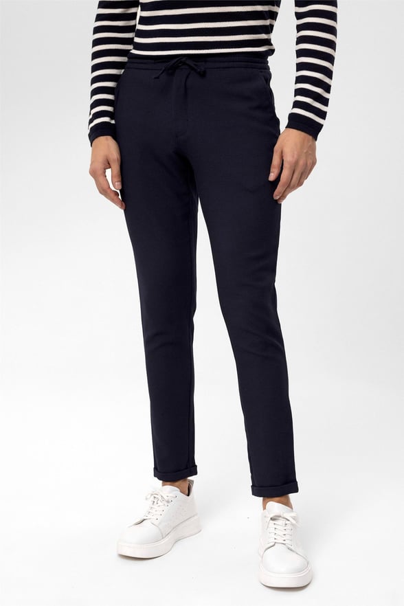 Lacivert Slim Desenli   Jogger Pantolon